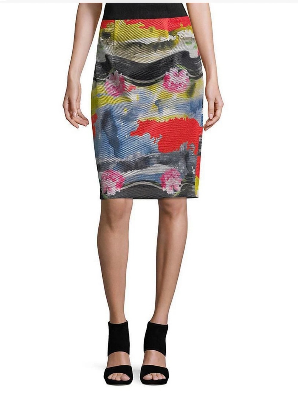 MILLY Women's Multicolored Long Pencil Skirt SZ 10 MSRP $310